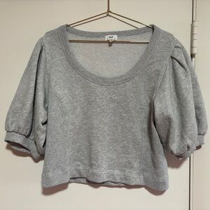 Aerie Gray Puff Sleeve Crop Top, size XS